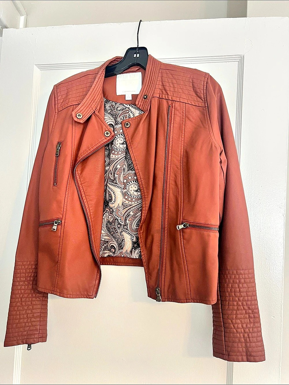 Ettitwa by Anthropologie Moto Jacket in Brown Size Small Like New